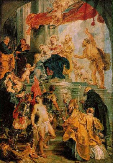 RUBENS, Pieter Pauwel Virgin and Child Enthroned with Saints oil painting picture